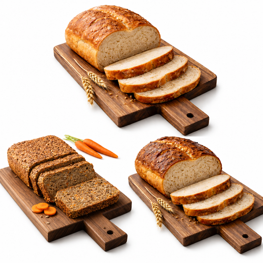 Glutenfreies Brot Probierpaket - 3 Backmischungen - Landhausbrot, Sonnenbrot & Karottenbrot