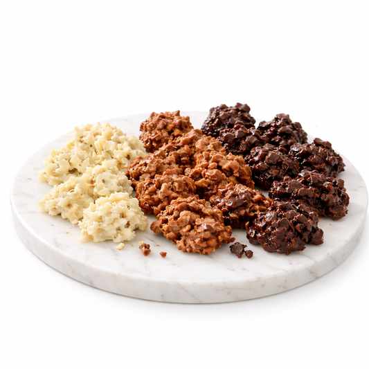 3 x Schoko Crossies Vollmilch, Zartbitter, weiße Schokolade