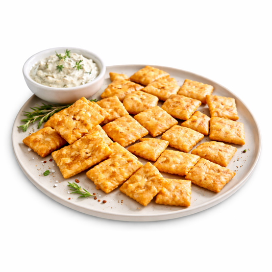 2 x Cracker mit Kräuterdip Set Käse- und Saaten-Cracker mit Kräuterdip Mischung