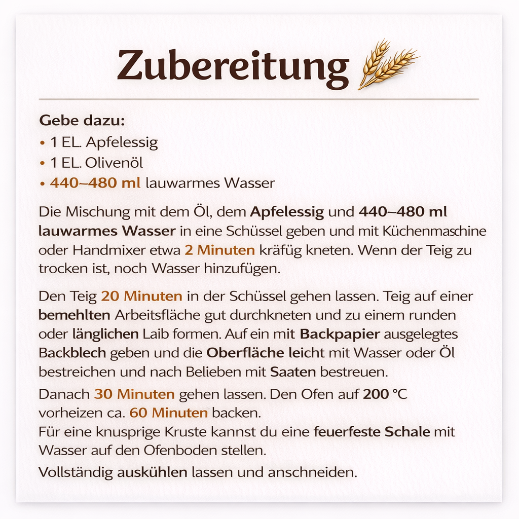 Glutenfreie Backmischung für Sonnenbrot