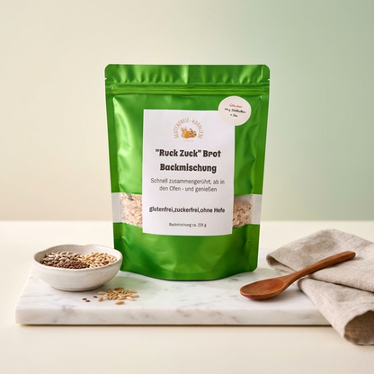 Glutenfreie Backmischung RuckZuck Brot – ohne Hefe, schnell fertig