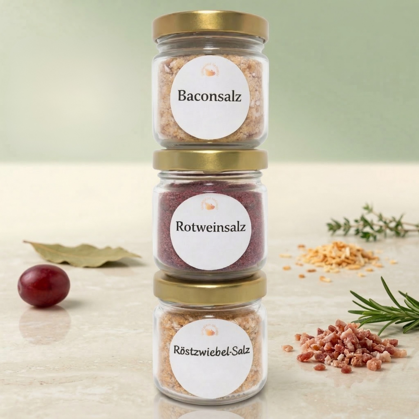 3 er Set kleine Salzgläser