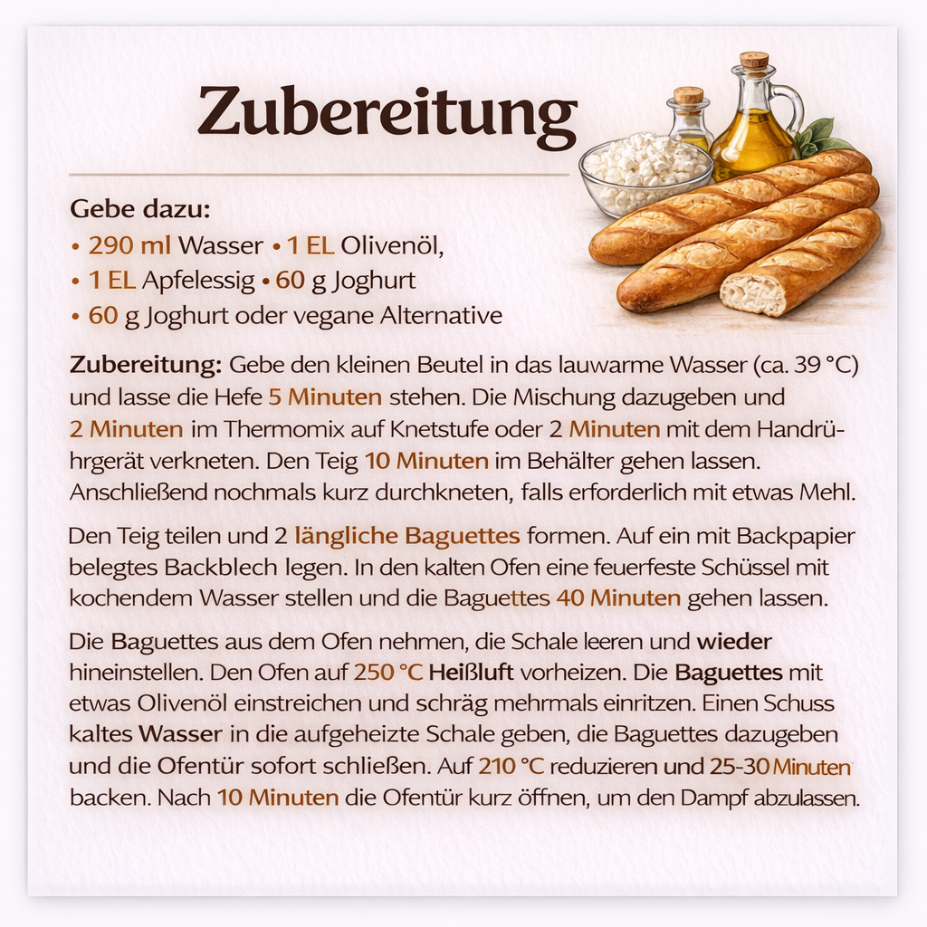 Glutenfreie Backmischung für Baguette