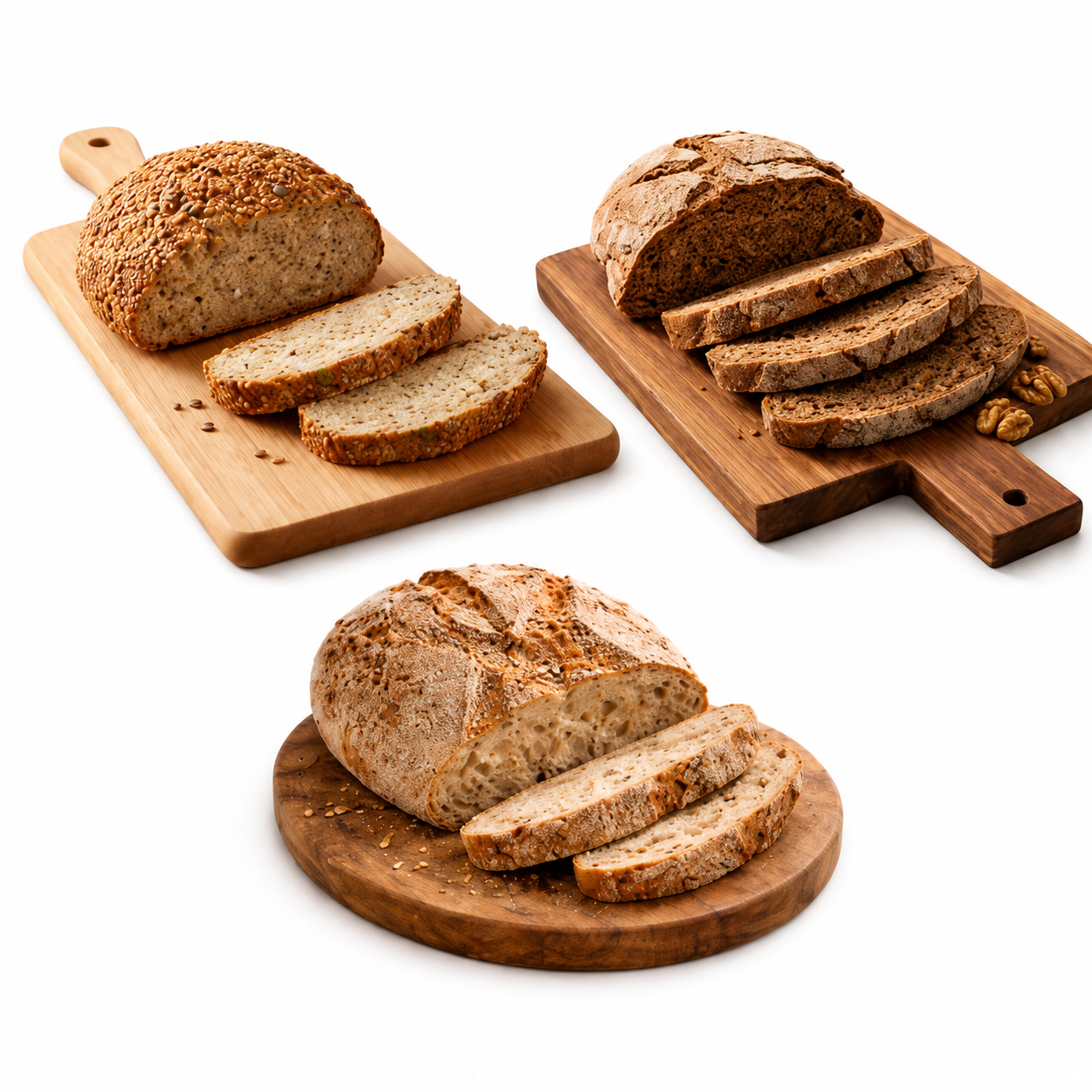 Glutenfreies Brot Probierpaket – 3 Backmischungen - Zwiebelbrot, Walnussbrot, RuckZuck Brot