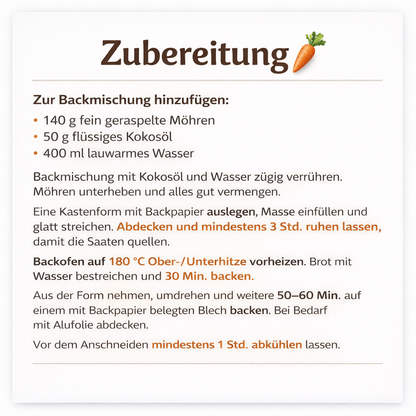 Glutenfreie Backmischung für Karottenbrot