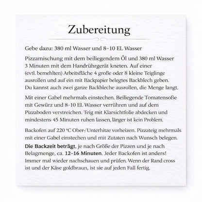 Glutenfreie Backmischung für Pizza - Set für 4 Personen