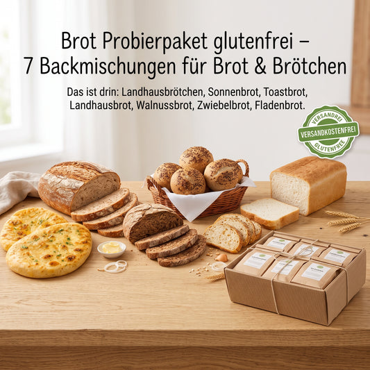 Brot Probierpaket glutenfrei – 7 Backmischungen für Brot & Brötchen