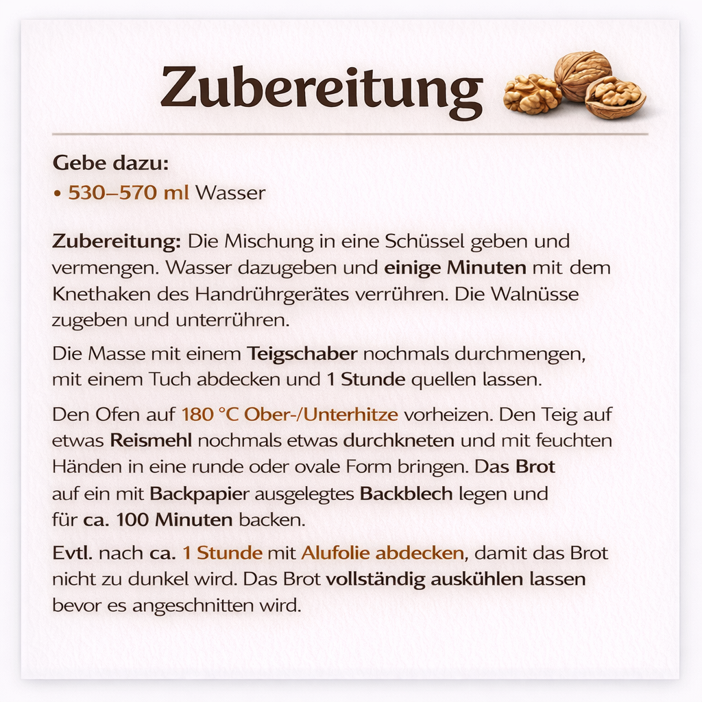 Glutenfreie Backmischung Walnussbrot – Nussiges Brot ohne Gluten