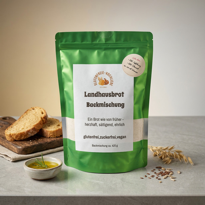 Glutenfreie Backmischung Landhausbrot – saftiges Brot ohne Gluten