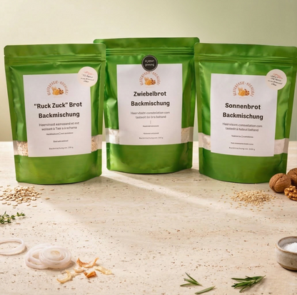 3 x Brot Backmischung  Zwiebel,Walnuss- und “RuckZuck” Brot