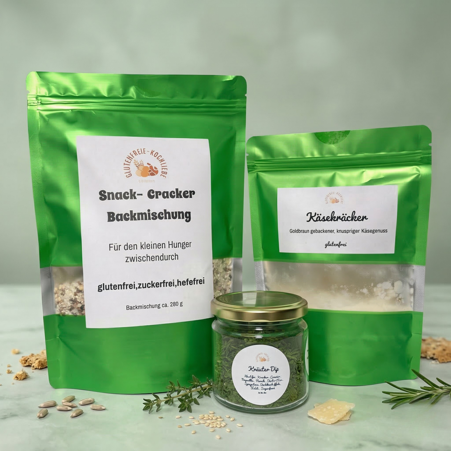 Glutenfreie Cracker mit Kräuterdip