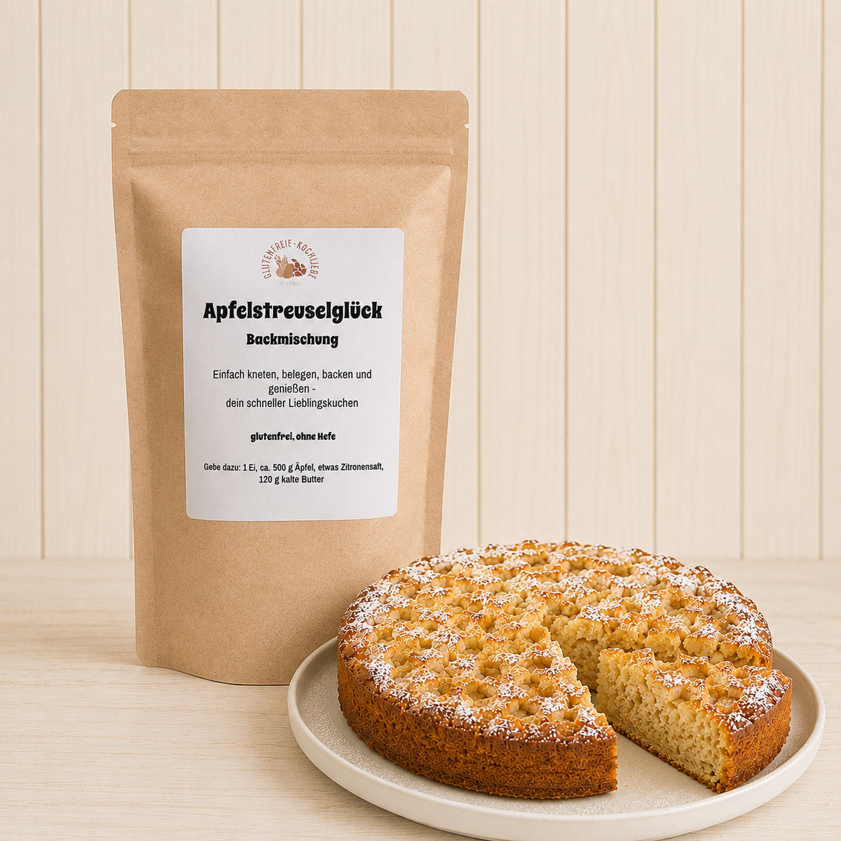 Glutenfreie Backmischung für Apfelkuchen mit Streuseln