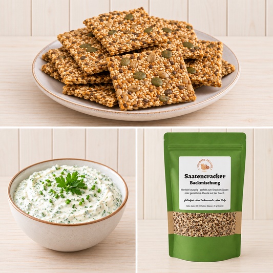 Glutenfreie Cracker mit Kräuterdip