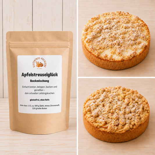 Glutenfreie Kuchen-Backmischung - Apfelstreuselkuchen &  Käsekuchen