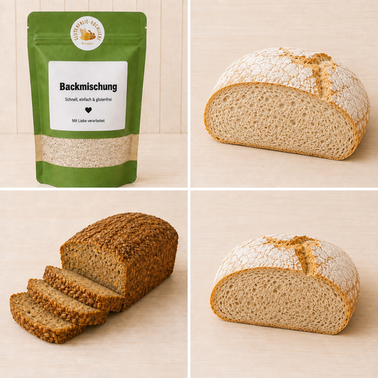 Glutenfreies Brot Probierpaket - 3 Backmischungen -  Landhausbrot, Sonnenbrot & Karottenbrot