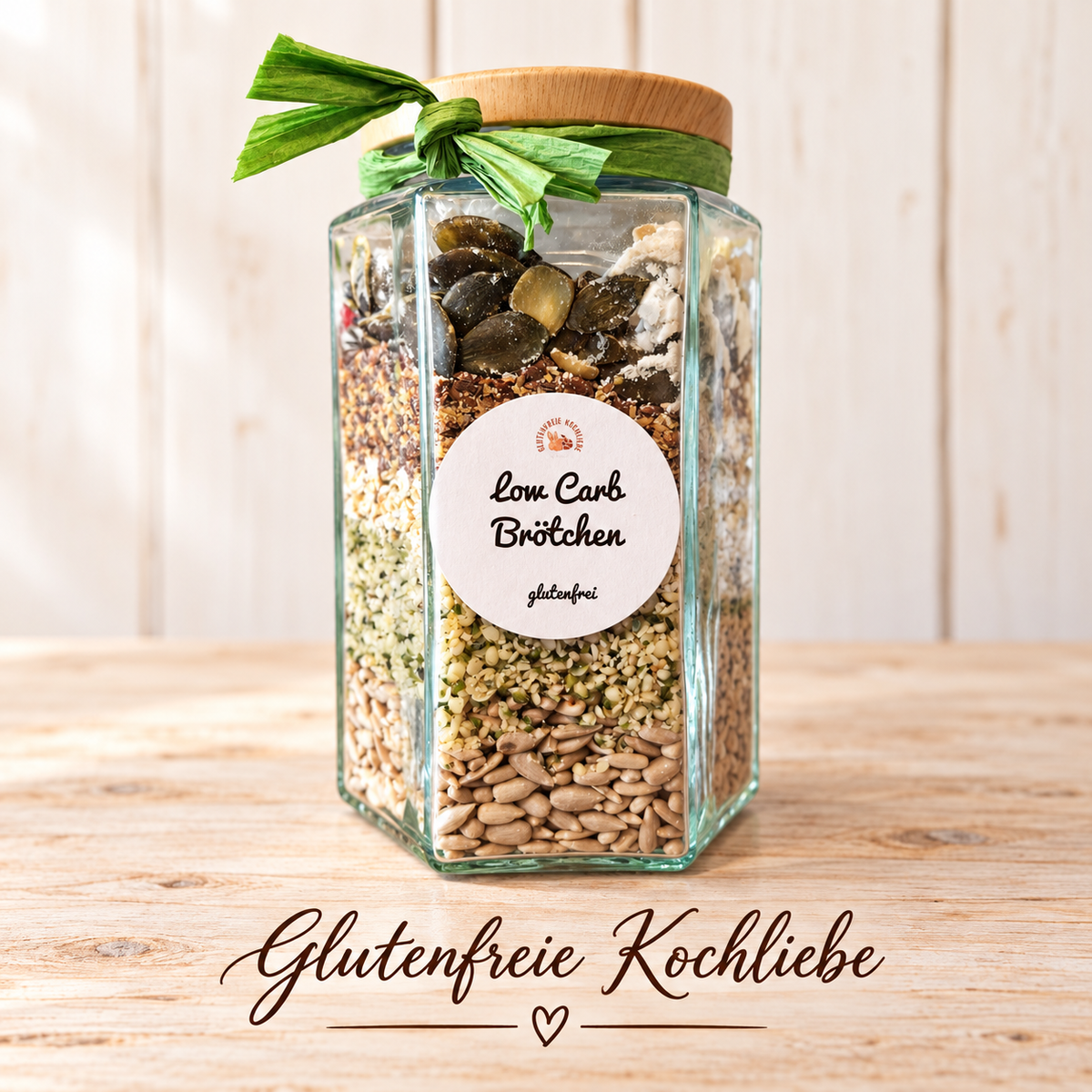 Glutenfreie LowCarb Brötchen Backmischung - im Glas