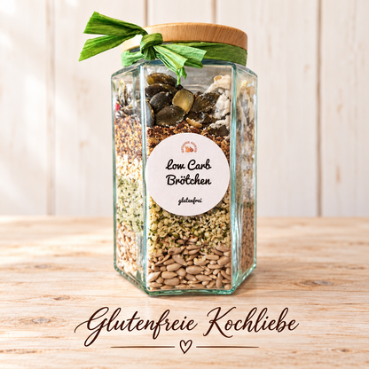 Glutenfreie LowCarb Brötchen Backmischung - im Glas