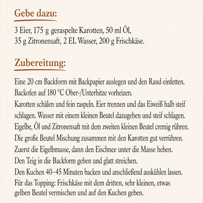 Glutenfreie Backmischung für Karottenkuchen