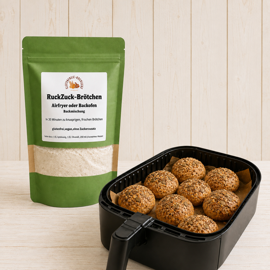 Glutenfreie Airfryer RuckZuck  Brötchen Backmischung – in 30 Minuten fertig