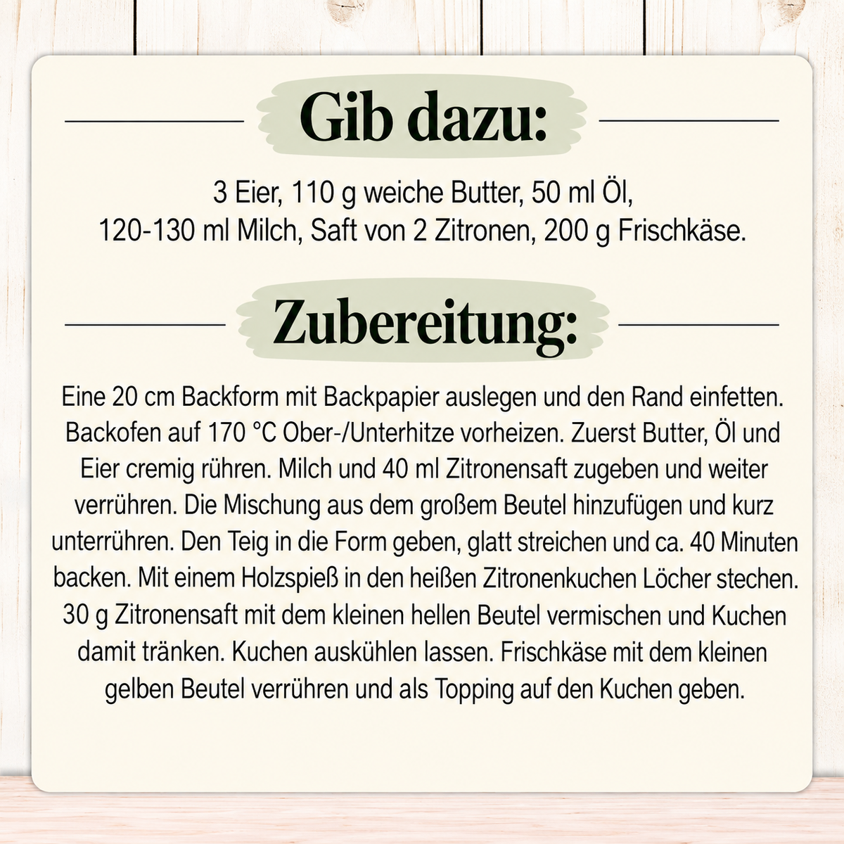 Glutenfreie Backmischung für Zitronenkuchen