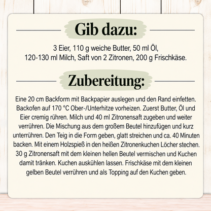 Glutenfreie Backmischung für Zitronenkuchen