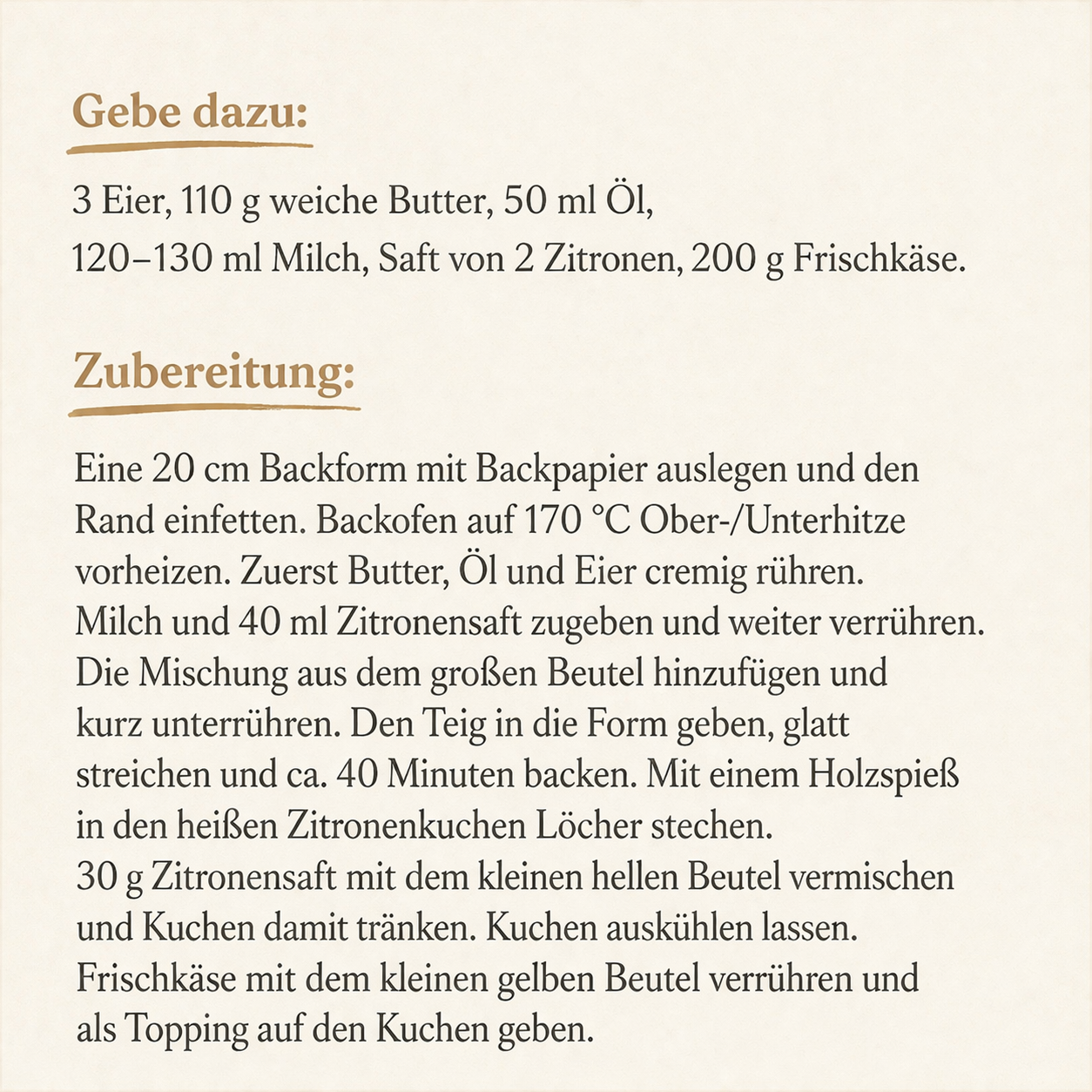 Glutenfreie Backmischung für Zitronenkuchen