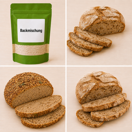 Glutenfreies Brot Probierpaket – 3 Backmischungen - Zwiebelbrot, Walnussbrot, RuckZuck Brot