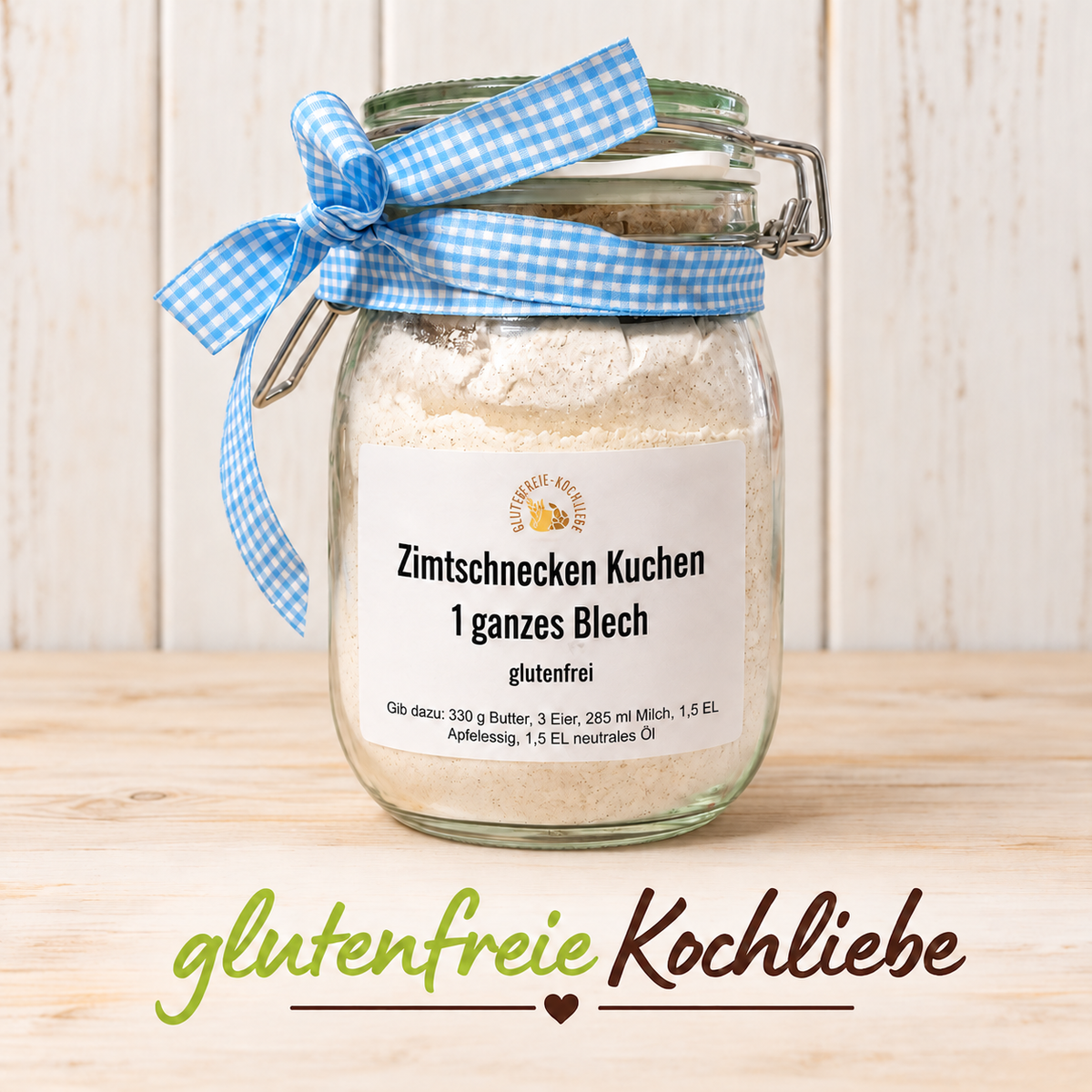 Glutenfreie Zimtschnecken Kuchen Backmischung - im Glas