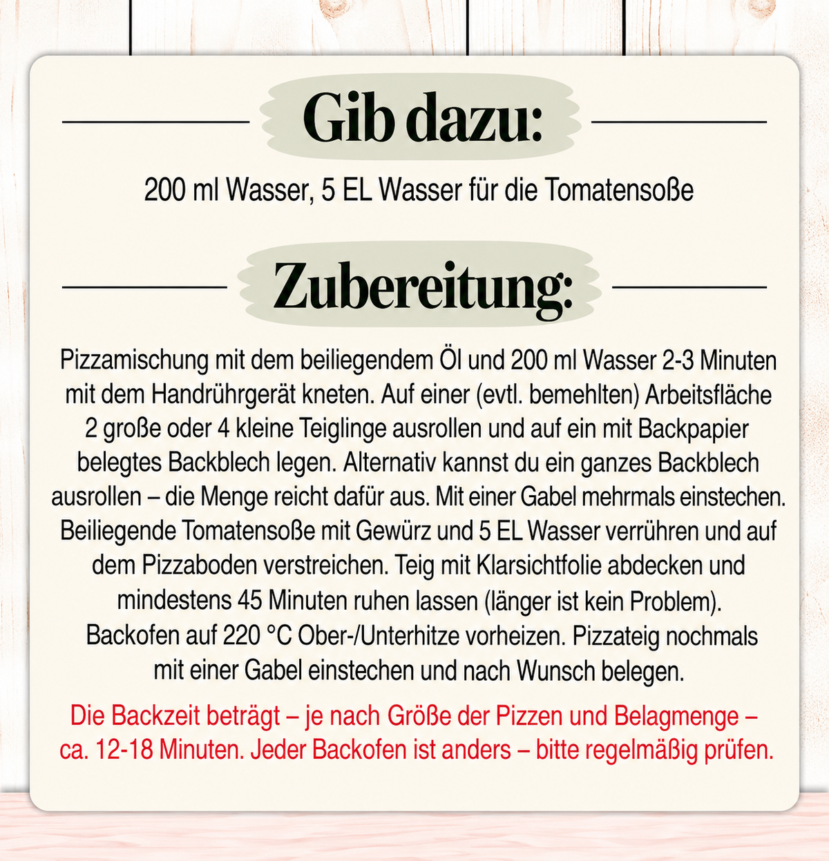 Glutenfreie Pizza Backmischung – für 2 Personen