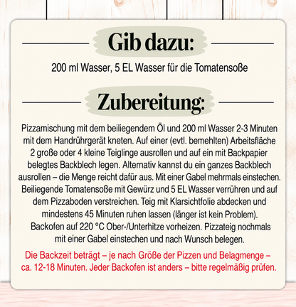 Glutenfreie Pizza Backmischung – für 2 Personen