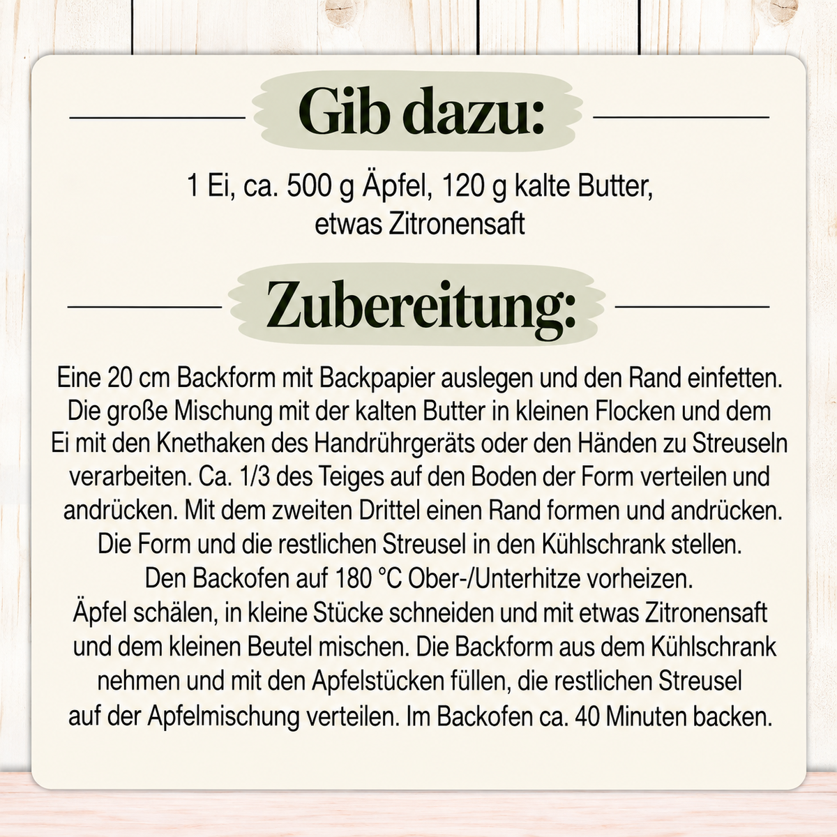 Glutenfreie Backmischung für Apfelkuchen mit Streuseln
