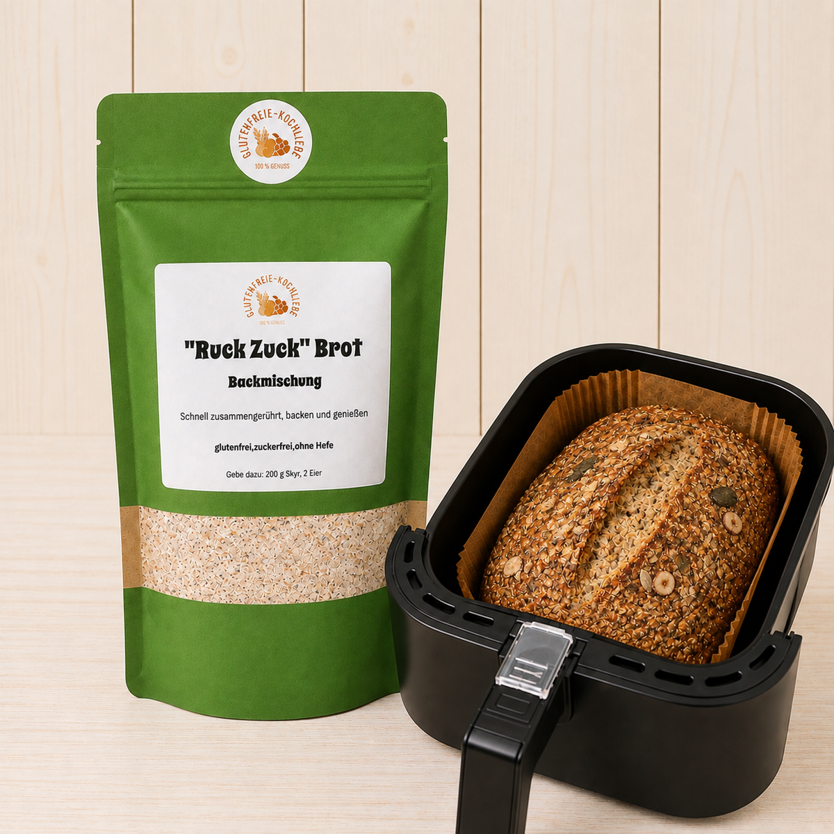 Glutenfreie Backmischung für RuckZuck Brot im Airfryer oder Backofen