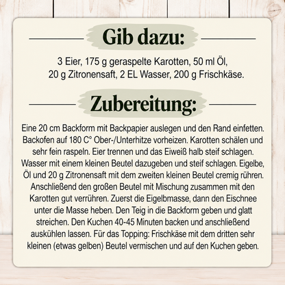 Glutenfreie Backmischung für Karottenkuchen