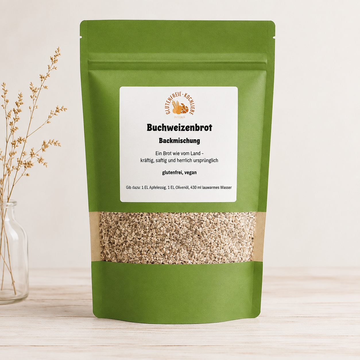 Glutenfreie Backmischung Buchweizenbrot - kräftig, saftig & herrlich unkompliziert