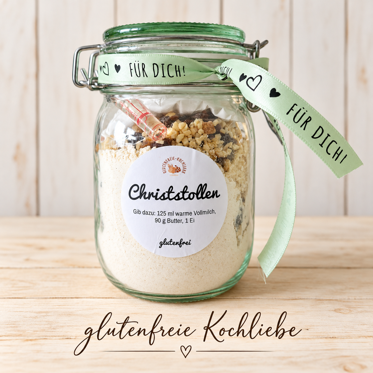 Glutenfreie Christstollen Backmischung - im Glas