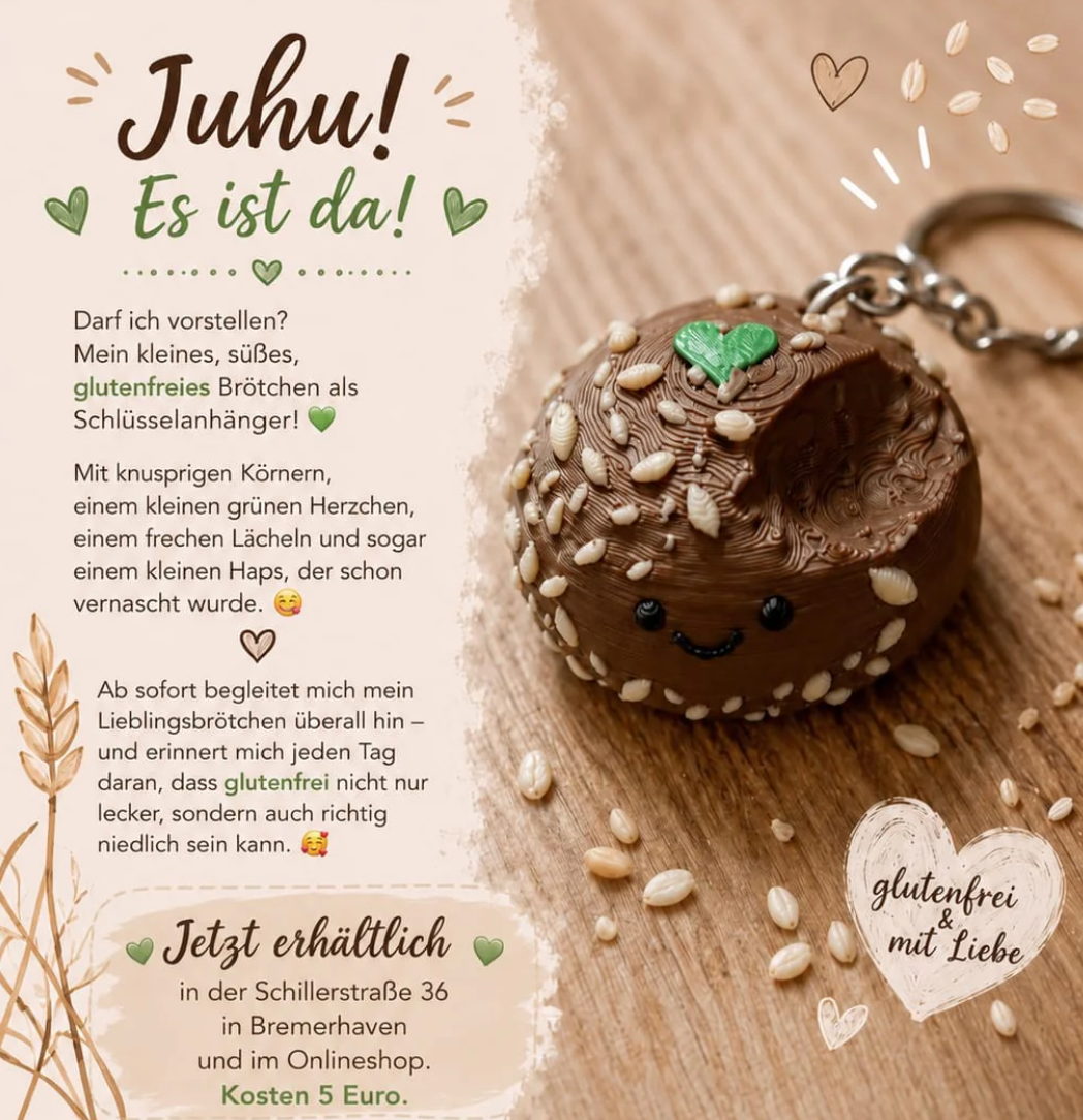 Schlüsselanhänger - glutenfreies Brötchen