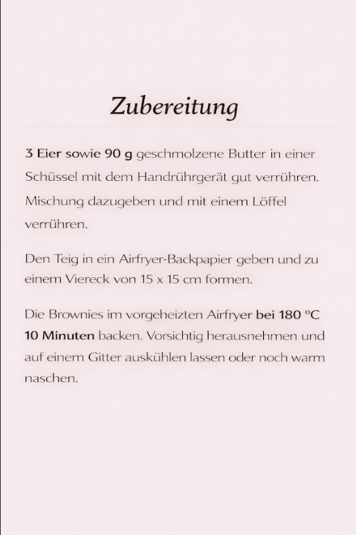 Glutenfreie Backmischung für Brownies im Airfryer
